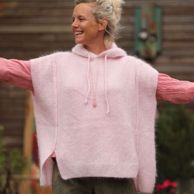 Quintessence - Pull capuche Calypso - Rose poudré