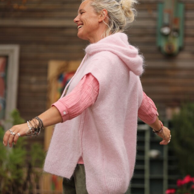 Quintessence - Pull capuche Calypso - Rose poudré