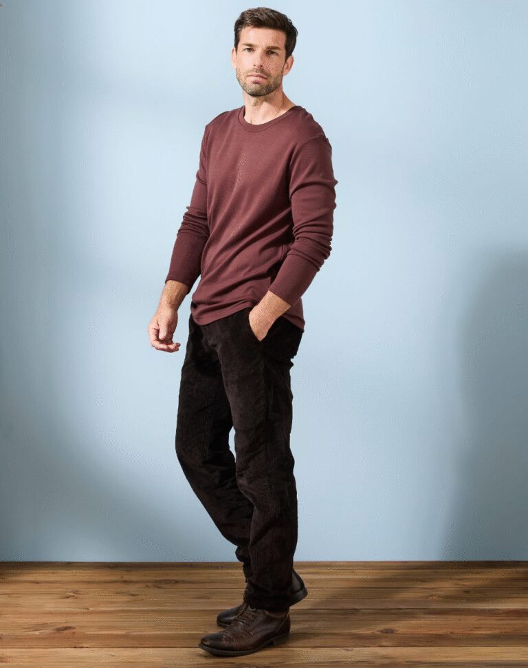 Lemahieu - T-shirt épais 100% Laine Mérinos - Chocolat - Homme