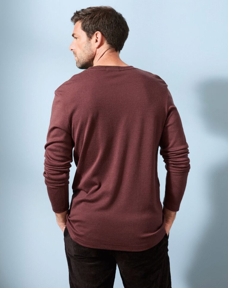 Lemahieu - T-shirt épais 100% Laine Mérinos - Chocolat - Homme