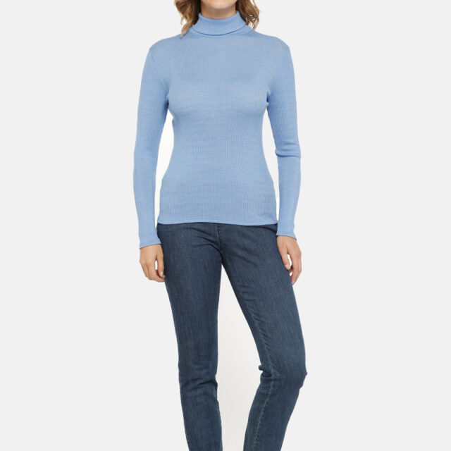 Maison Solfin - Pull col roulé laine et soie seconde peau Made in France| B.Solfin