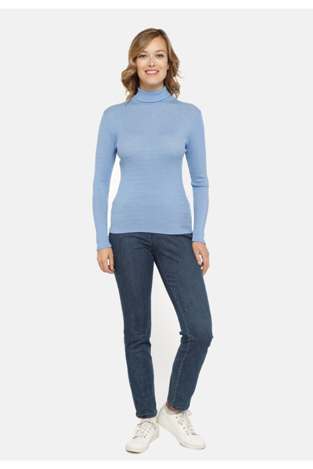 Maison Solfin - Pull col roulé laine et soie seconde peau Made in France| B.Solfin