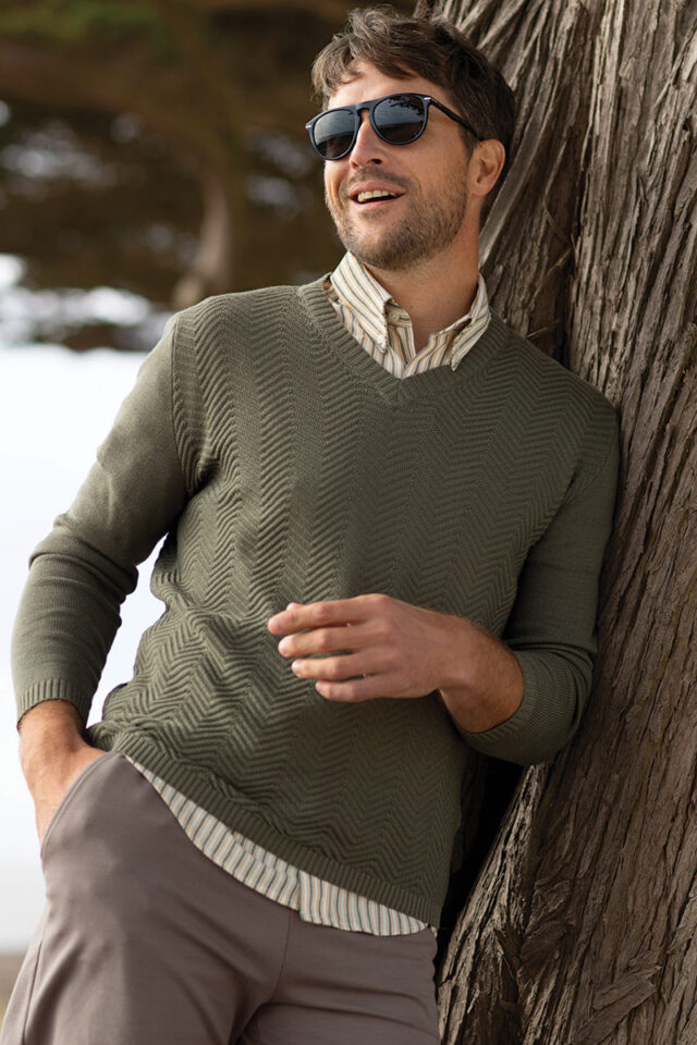 Maison Solfin - Pull col v en coton Made in France| B.Solfin