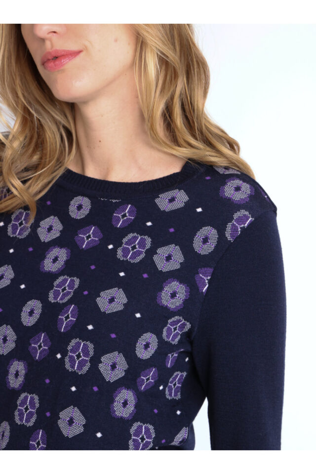 Maison Solfin - Pull jacquard en laine col rond Made in France| B.Solfin