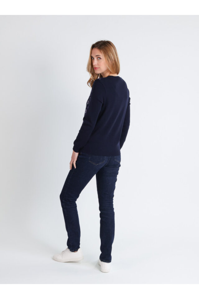 Maison Solfin - Pull jacquard en laine col rond Made in France| B.Solfin