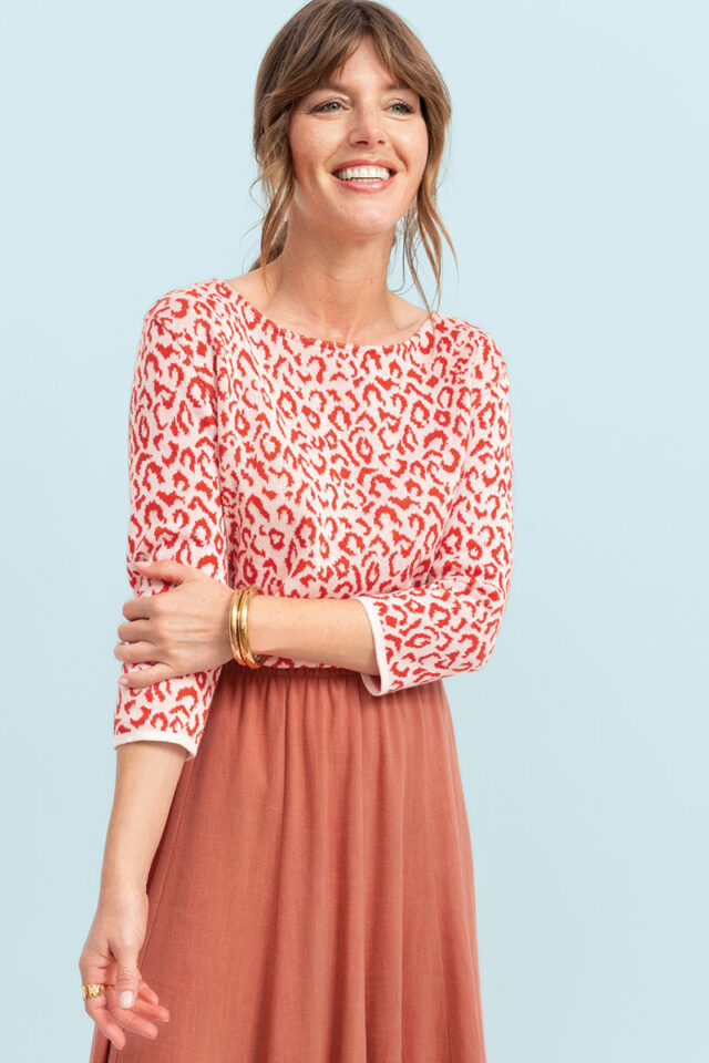 Maison Solfin - Pull jacquard léopard Made in France| B.Solfin