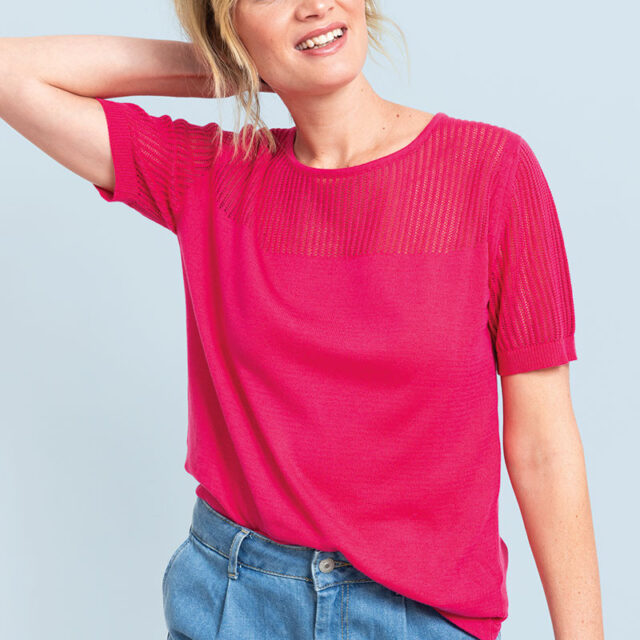Maison Solfin - Pull manches courtes ajourées Made in France| B.Solfin