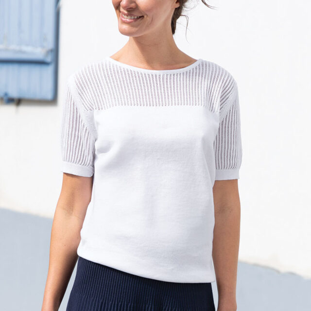 Maison Solfin - Pull manches courtes ajourées Made in France| B.Solfin