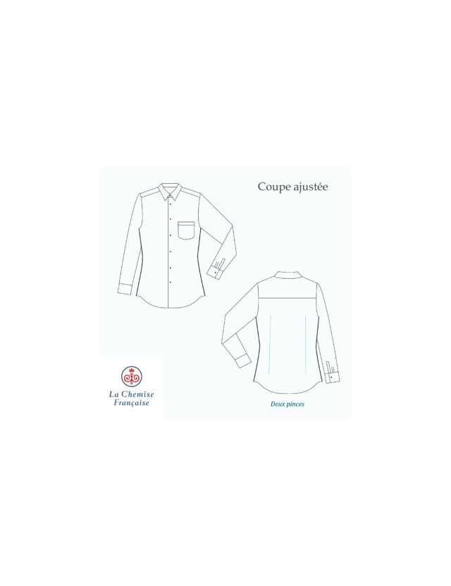 La Chemise Française - Chemise Rayure Bâton Bleu 2mm - Petit Col Français - Coupe Ajustée