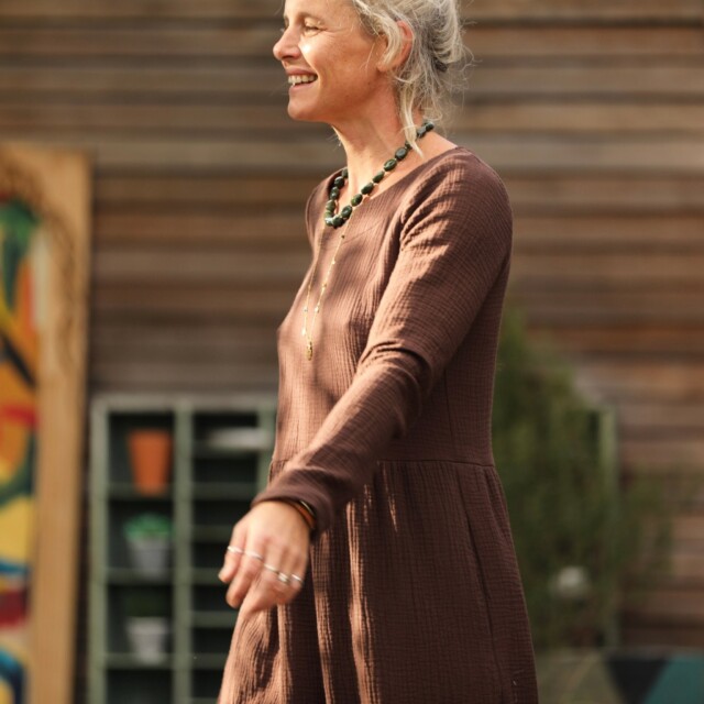 Quintessence - Robe Anaëlle - Double gaze de coton chocolat