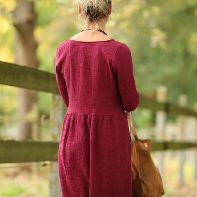 Quintessence - Robe Anaëlle - Double gaze de coton grenat