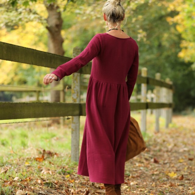 Quintessence - Robe Anaëlle - Double gaze de coton grenat