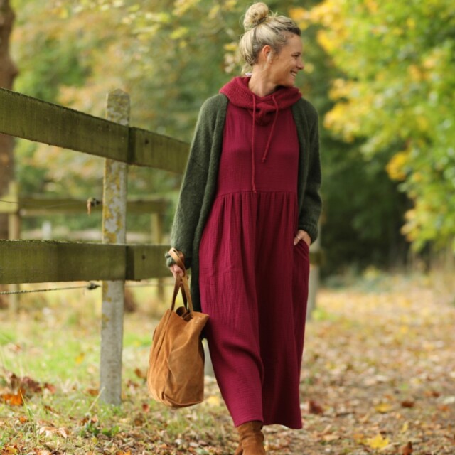 Quintessence - Robe Anaëlle - Double gaze de coton grenat