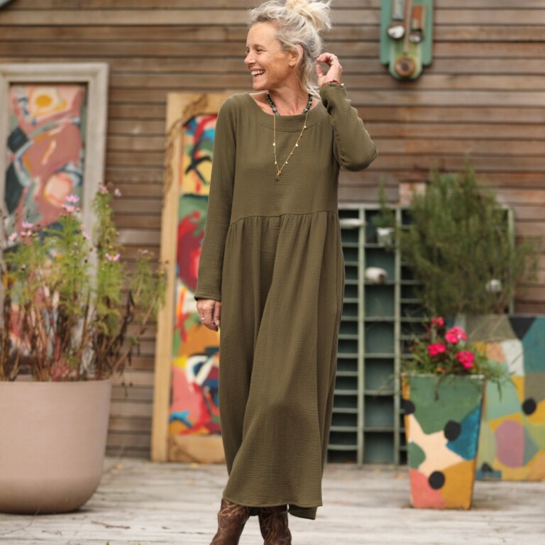 robe anaelle double gaze de coton kaki 2776297 Quintessence - Robe Anaëlle - Double gaze de coton kaki