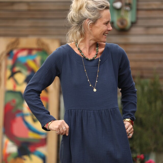 Quintessence - Robe Anaëlle - Double gaze de coton marine