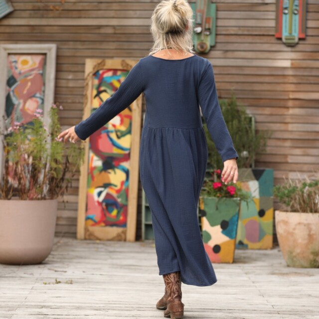 Quintessence - Robe Anaëlle - Double gaze de coton marine