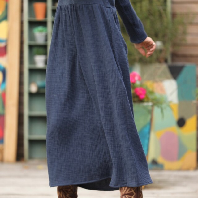 Quintessence - Robe Anaëlle - Double gaze de coton marine