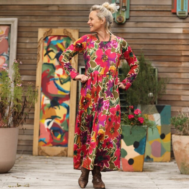 Quintessence - Robe Anaëlle - Satin de coton fleuri Toscane