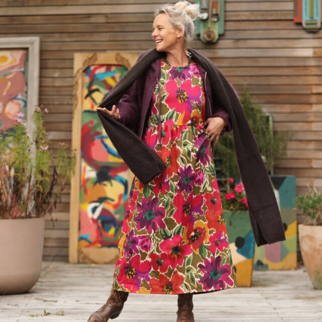 Quintessence - Robe Anaëlle - Satin de coton fleuri Toscane