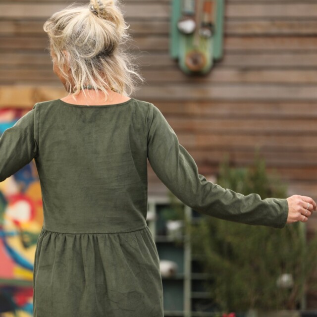 Quintessence - Robe Anaëlle - Velours milleraies kaki