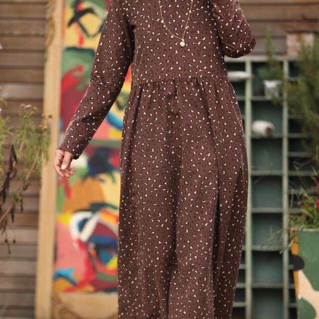 Quintessence - Robe Anaëlle - Velours milleraies Léo choco