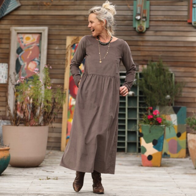 Quintessence - Robe Anaëlle - Velours milleraies moka