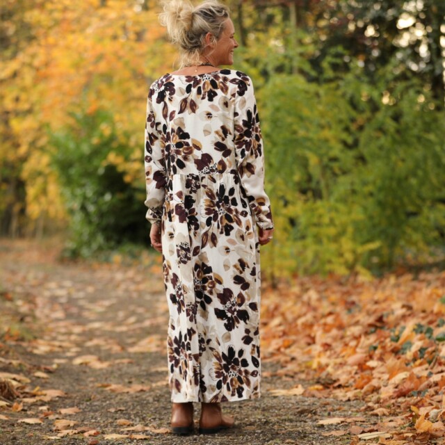 Quintessence - Robe Anaëlle - Viscose fleuri moka