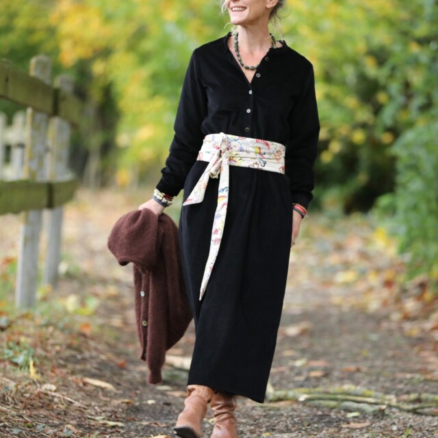 Quintessence - Robe Aurélia - velours côtelé noir