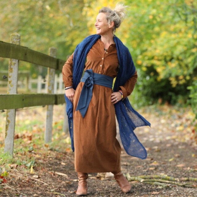 Quintessence - Robe Aurélia - velours milleraies écureuil