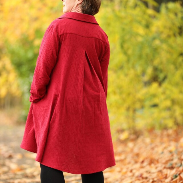 Quintessence - Robe Carole – Double gaze de coton plumetis grenat