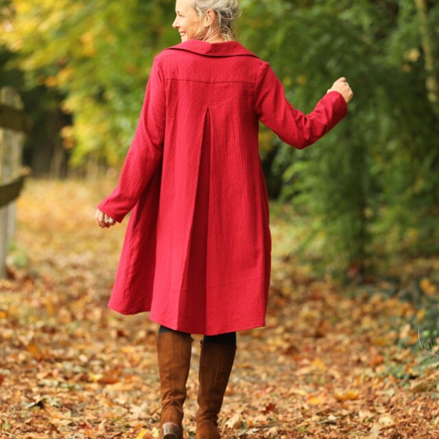 Quintessence - Robe Carole – Double gaze de coton plumetis grenat