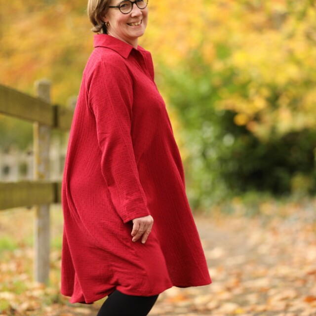 Quintessence - Robe Carole – Double gaze de coton plumetis grenat