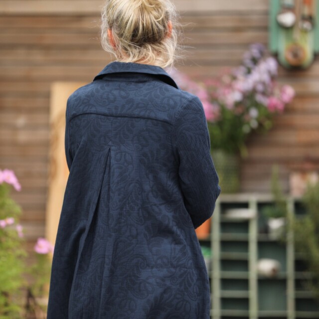 Quintessence - Robe Carole - Jacquard de coton lin bleu marine