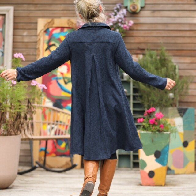 Quintessence - Robe Carole - Jacquard de coton lin bleu marine