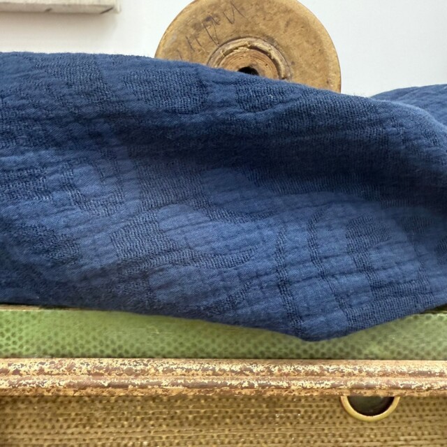 Quintessence - Robe Carole - Jacquard de coton lin bleu marine