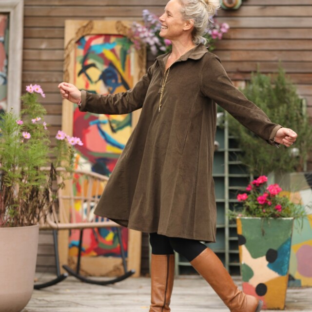 Quintessence - Robe Carole - velours côtelé chocolat