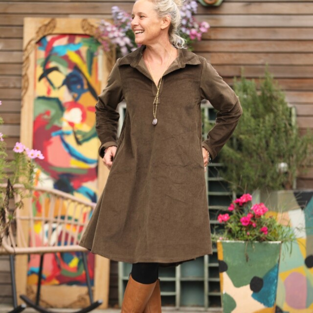 Quintessence - Robe Carole - velours côtelé chocolat