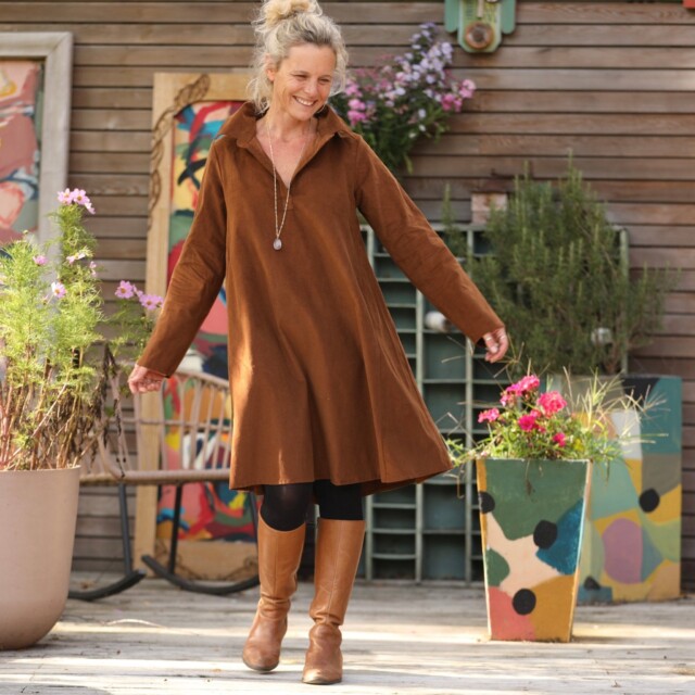 Quintessence - Robe Carole – Velours milleraies Écureuil