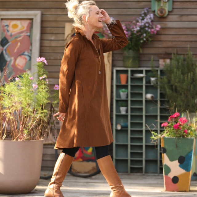 Quintessence - Robe Carole – Velours milleraies Écureuil