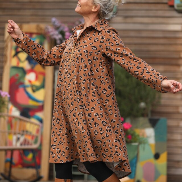 Quintessence - Robe Carole – Velours milleraies léopard