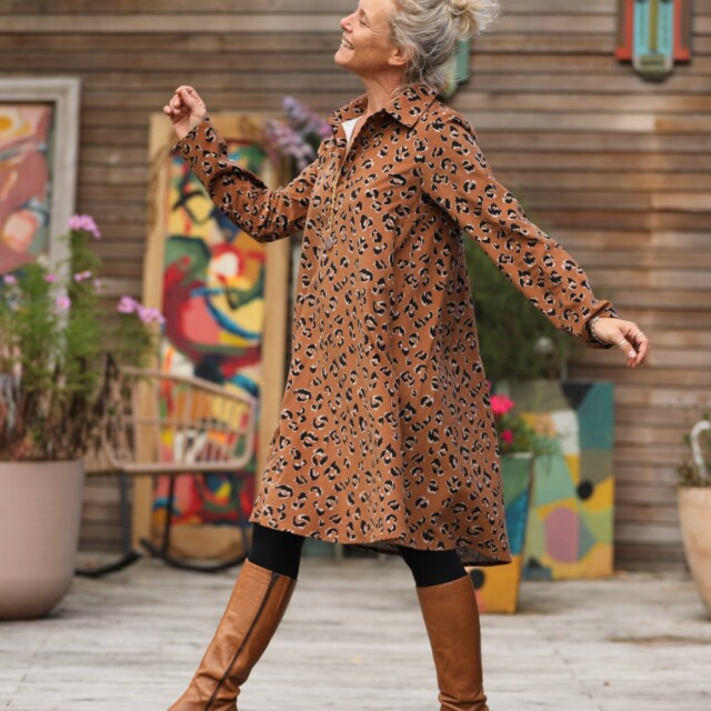 Quintessence - Robe Carole – Velours milleraies léopard