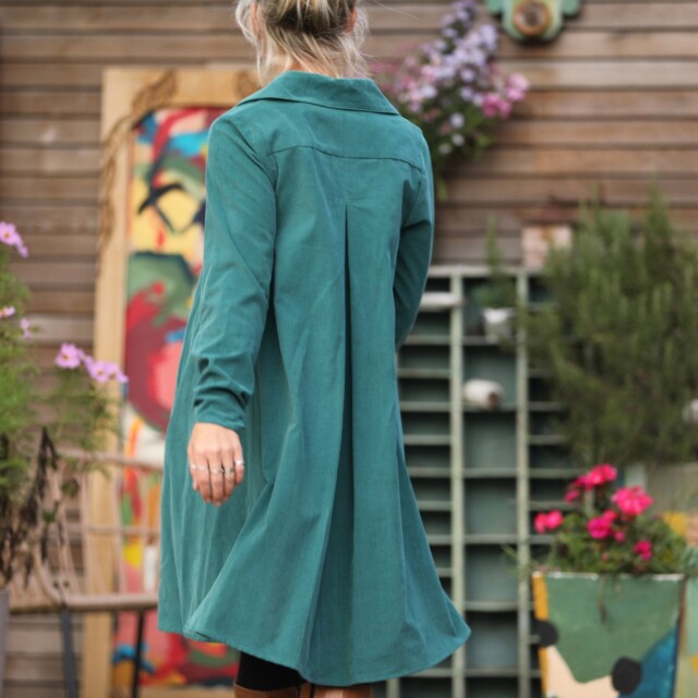 Quintessence - Robe Carole – Velours milleraies Vert lagune