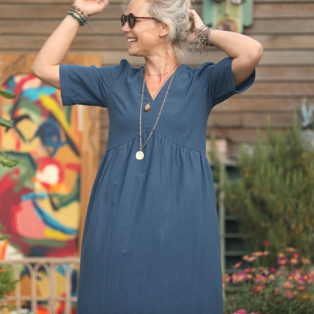 Quintessence - Robe Edonie - coton lavé marine
