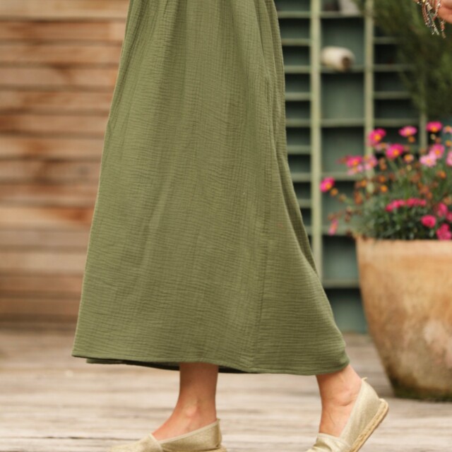 Quintessence - Robe Edonie - Double gaze de coton vert kaki