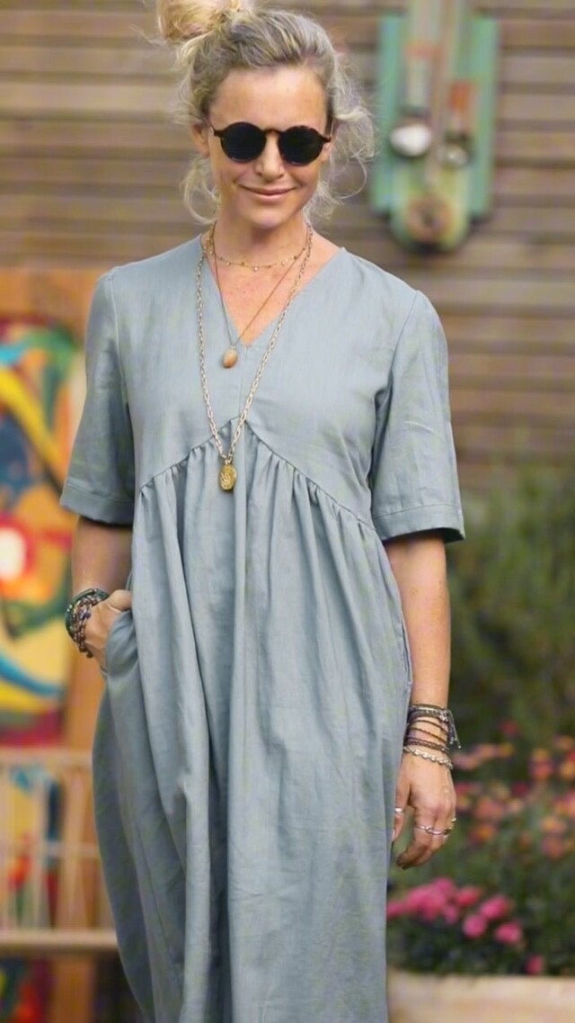 Quintessence - Robe Edonie -lin gris bleuté