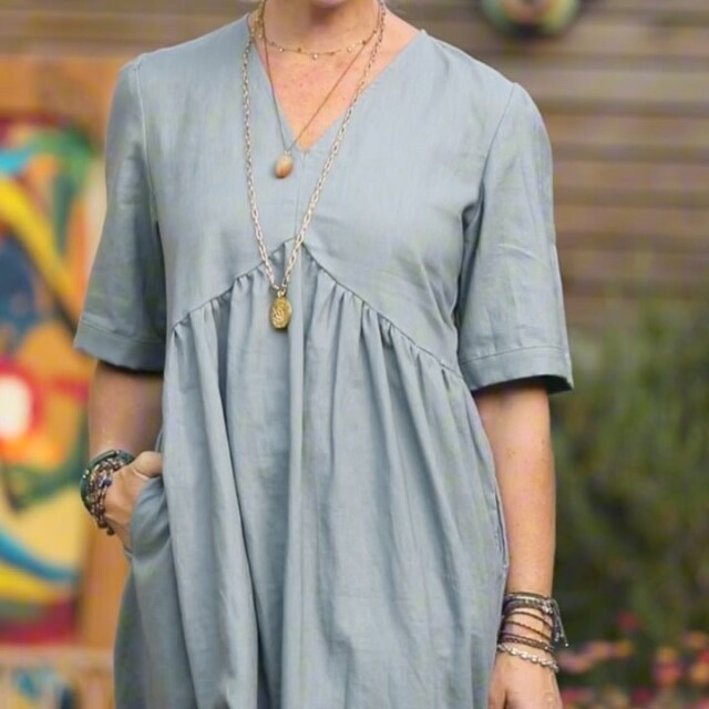 Quintessence - Robe Edonie -lin gris bleuté