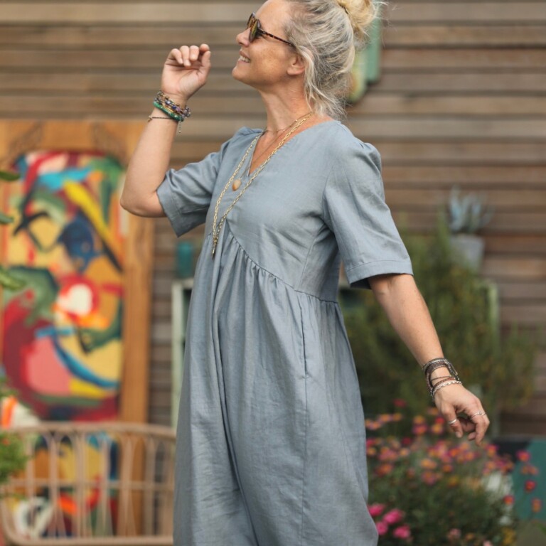 Quintessence - Robe Edonie -lin gris bleuté