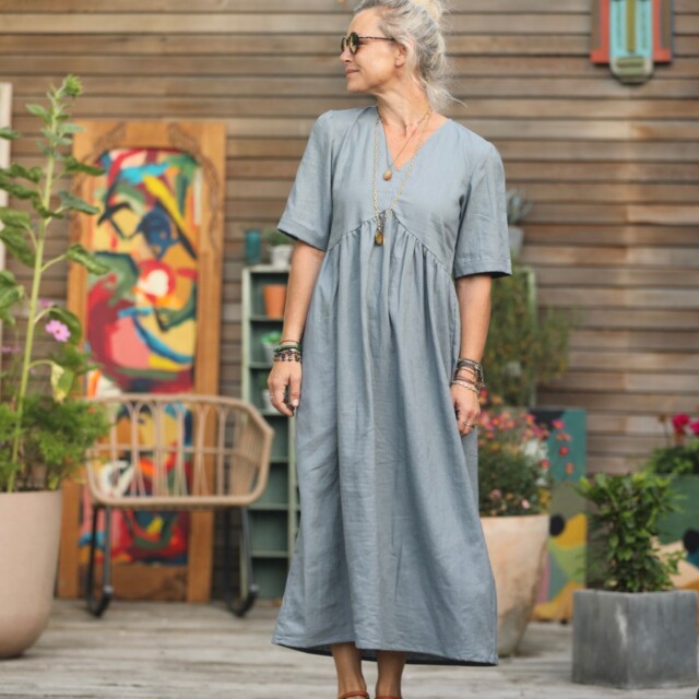 Quintessence - Robe Edonie -lin gris bleuté