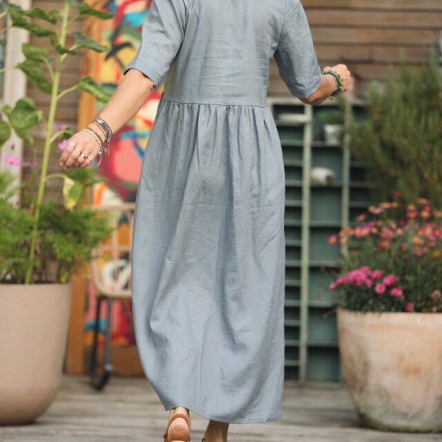 Quintessence - Robe Edonie -lin gris bleuté