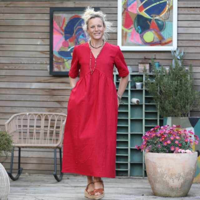 Quintessence - Robe Edonie – lin rouge cerise